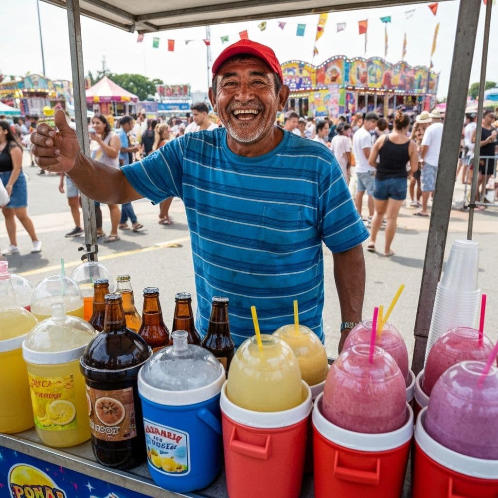 Pessoa vendendo bebidas em bloco
